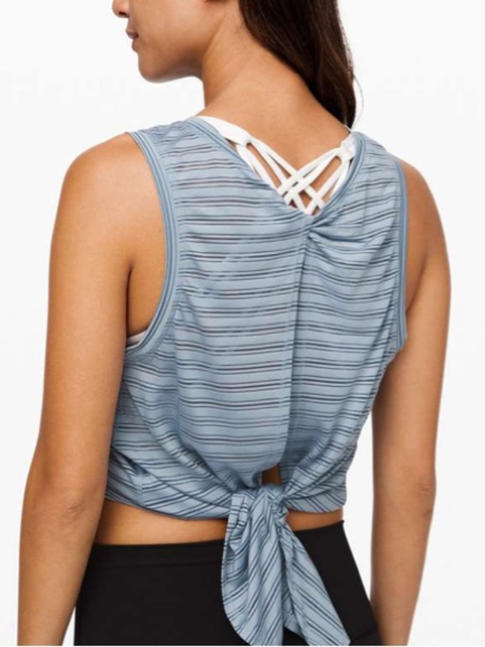 Lululemon Meet Halfway Open Back Tank *Striped in Chambray